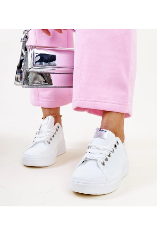 Biało-srebrne sneakersy z cyrkoniami...