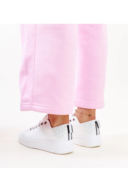 Biało-srebrne sneakersy z cyrkoniami...