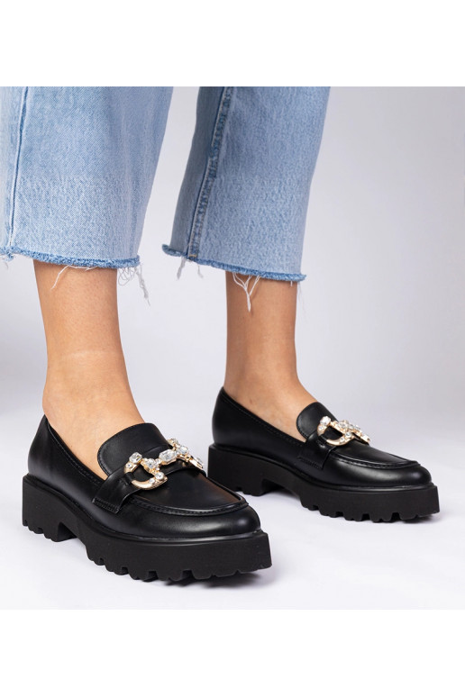 Czarne eleganckie mokasyny z...
