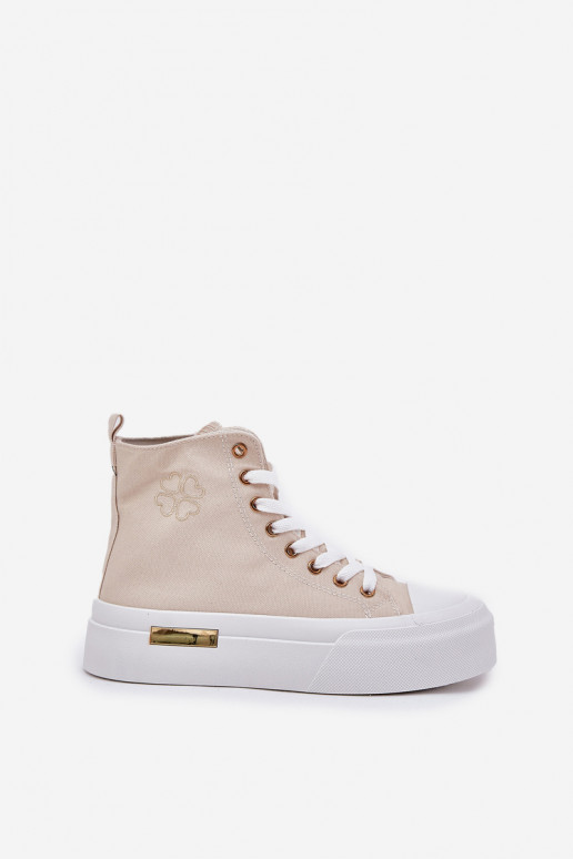 High Women's Sneakers On Platform Beige Laviriona