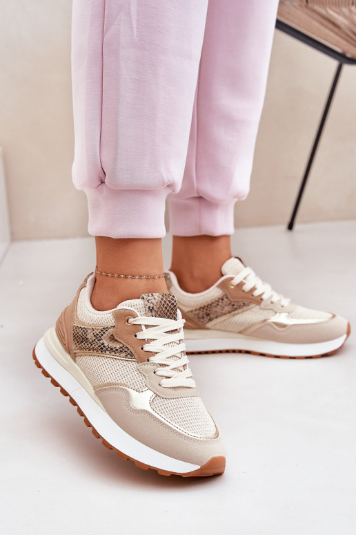 Women's Sports Shoes On Platform Animal Print Beige Davinara Women's Sports Shoes On Platform Animal Print Beige Davinara