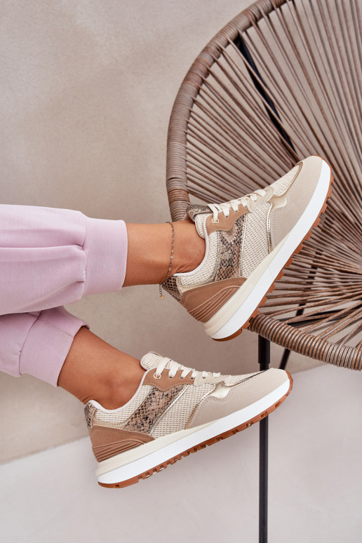 Women's Sports Shoes On Platform Animal Print Beige Davinara Women's Sports Shoes On Platform Animal Print Beige Davinara