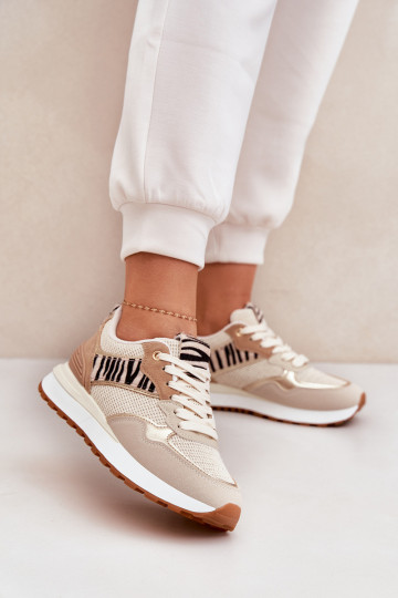 Women's Sports Shoes On Platform Zebra Beige Davinara 2
