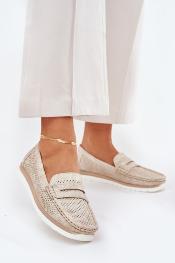 Women Moccasins Made Of Eco Leather Gold Bralithia