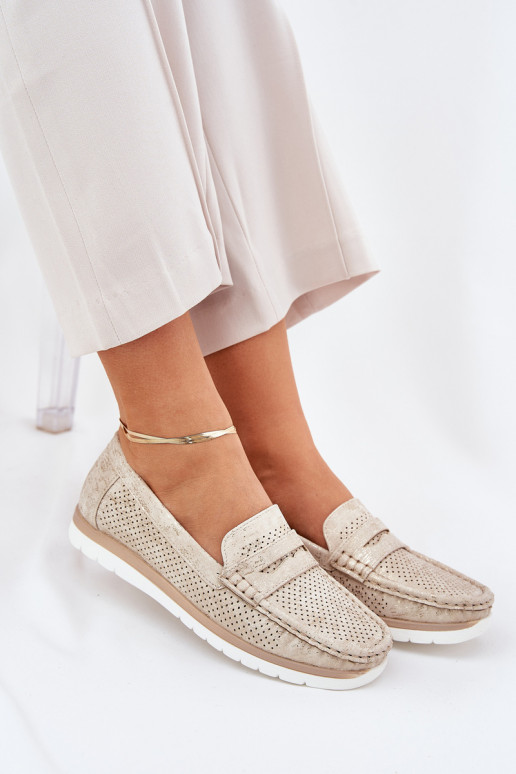 Women Moccasins Made Of Eco Leather Gold Bralithia Women Moccasins Made Of Eco Leather Gold Bralithia