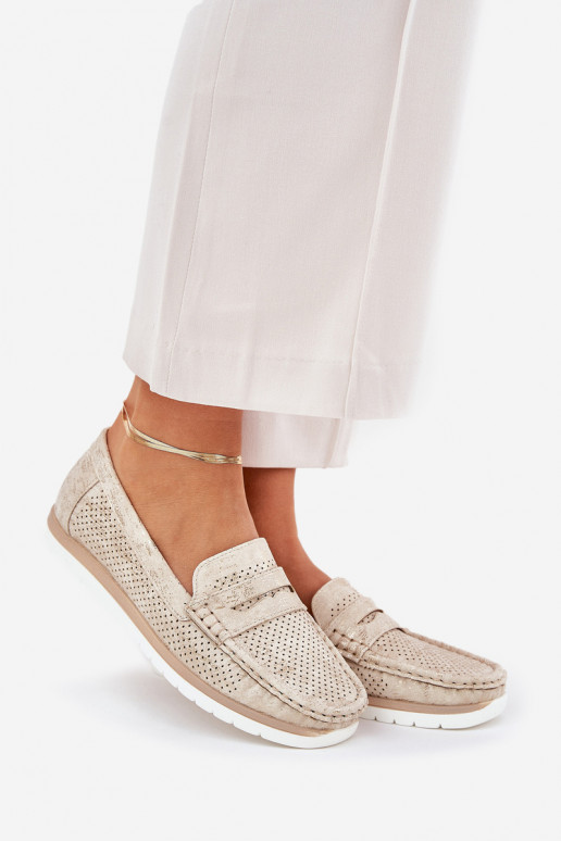 Women Moccasins Made Of Eco Leather Gold Bralithia Women Moccasins Made Of Eco Leather Gold Bralithia