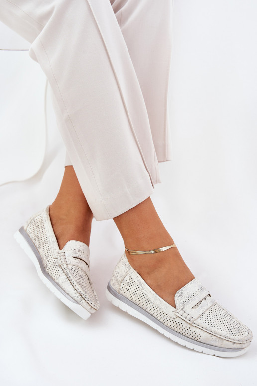 Women's Moccasins Made Of Eco Leather Silver Bralithia