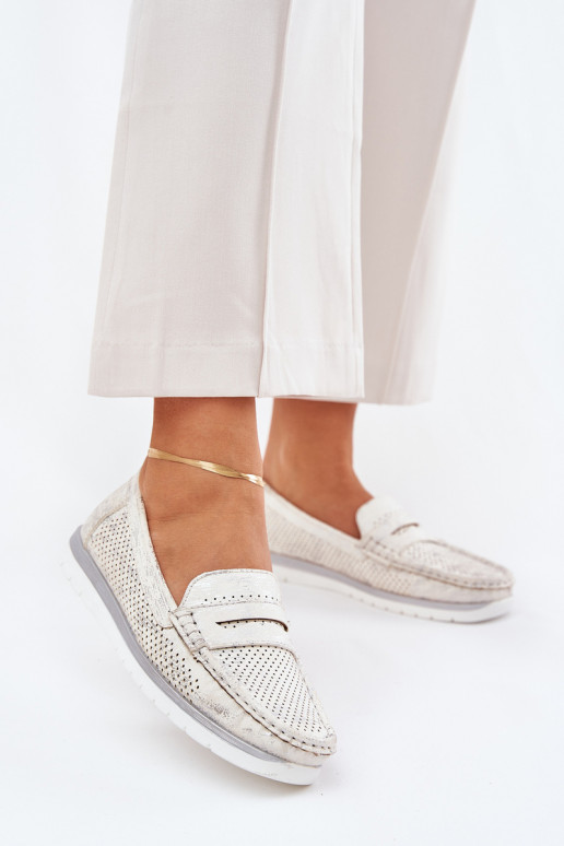 Women's Moccasins Made Of Eco Leather Silver Bralithia