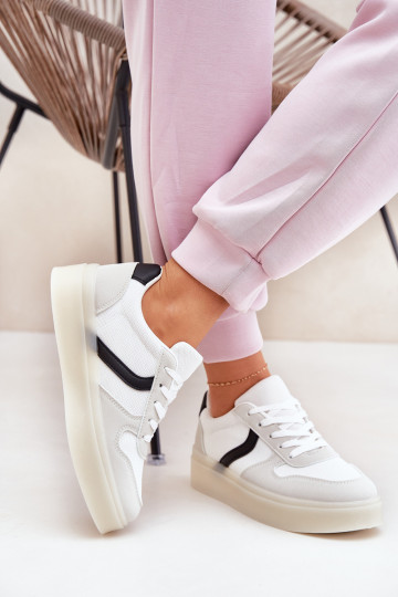 Niskie Sneakersy Damskie Na Platformie Białe Telmira 2