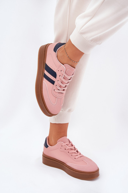 Women's Platform Sneakers Made Of Eco Leather Pink Ediriella