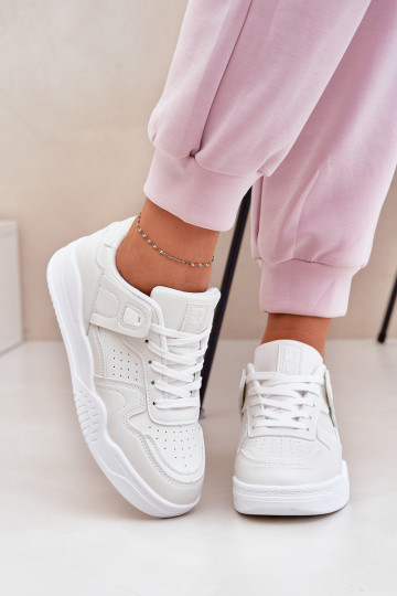 Buty Sportowe Sneakersy Damskie Z Eko Skóry Białe Telisiria 2