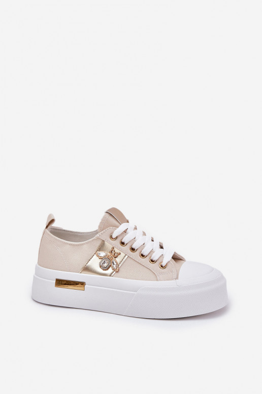 Women's Platform Sneakers With Decorative Detail Beige Annisae Women's Platform Sneakers With Decorative Detail Beige Annisae