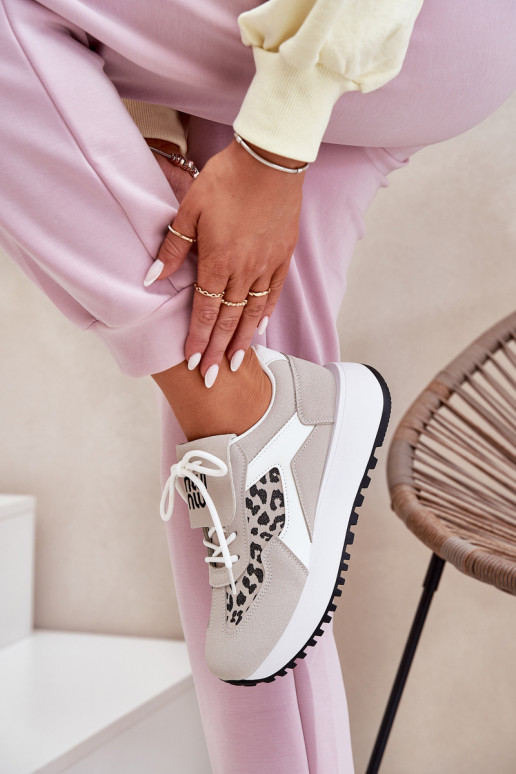 Buty Sportowe Sneakersy Damskie Na Platformie Panterka Biało-Beżowe Pumbes Buty Sportowe Sneakersy Damskie Na Platformie Panterka Biało-Beżowe Pumbes