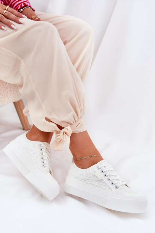 Lace Women's Sneakers Big Star RR274747 White Lace Women's Sneakers Big Star RR274747 White