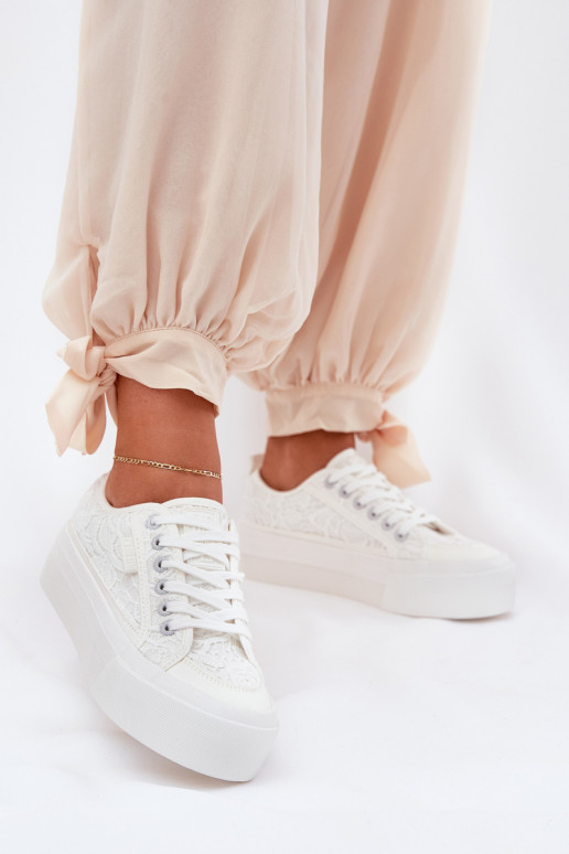 Lace Women's Sneakers Big Star RR274747 White Lace Women's Sneakers Big Star RR274747 White