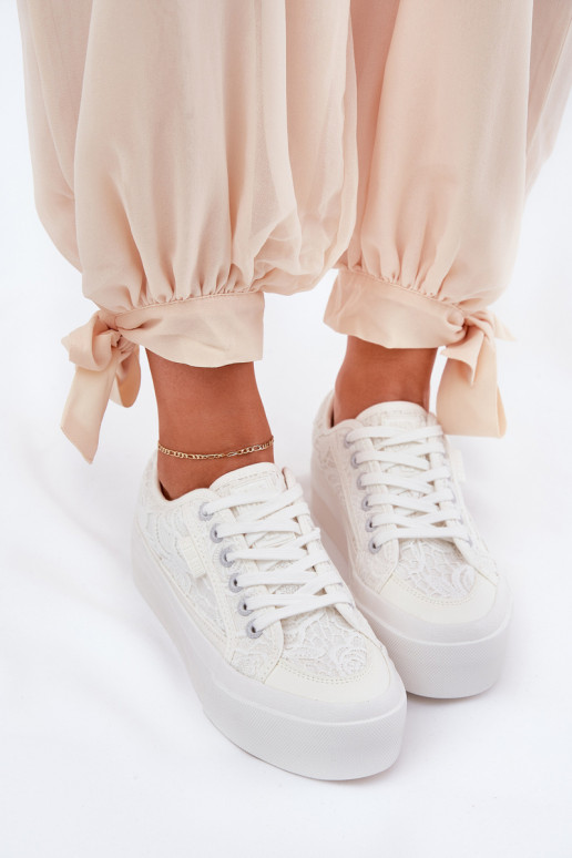 Lace Women's Sneakers Big Star RR274747 White Lace Women's Sneakers Big Star RR274747 White