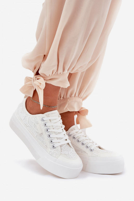 Lace Women's Sneakers Big Star RR274747 White Lace Women's Sneakers Big Star RR274747 White