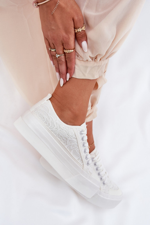 Lace Women's Sneakers Big Star RR274747 White Lace Women's Sneakers Big Star RR274747 White