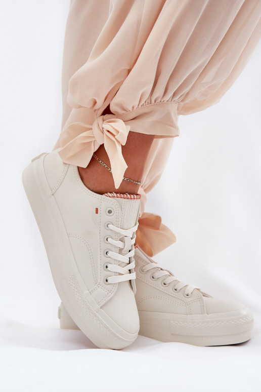 Ladies Sneakers Made Of Eco Leather Big Star RR274A297 Light Beige Ladies Sneakers Made Of Eco Leather Big Star RR274A297 Light Beige