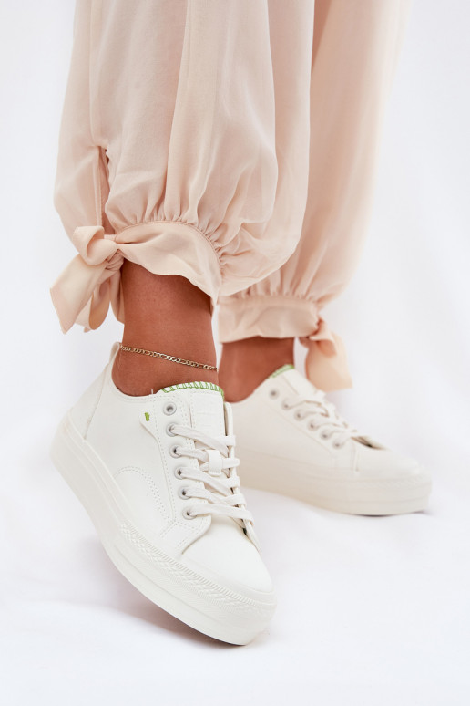 Women's Platform Sneakers Made Of Eco Leather Big Star RR274A295 White Women's Platform Sneakers Made Of Eco Leather Big Star RR274A295 White