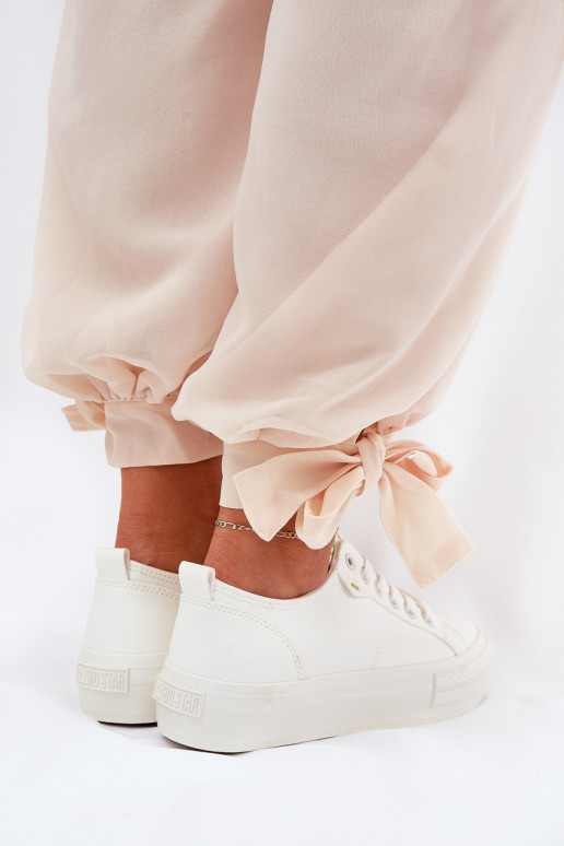 Women's Platform Sneakers Made Of Eco Leather Big Star RR274A295 White Women's Platform Sneakers Made Of Eco Leather Big Star RR274A295 White