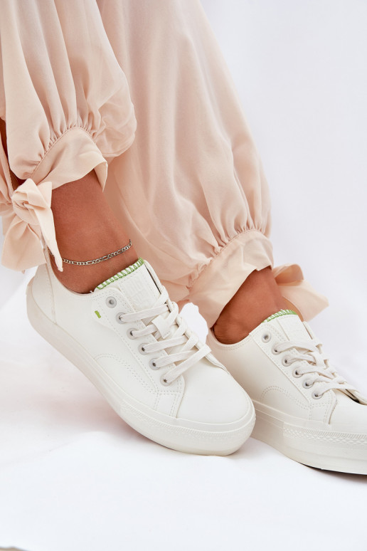 Women's Platform Sneakers Made Of Eco Leather Big Star RR274A295 White Women's Platform Sneakers Made Of Eco Leather Big Star RR274A295 White