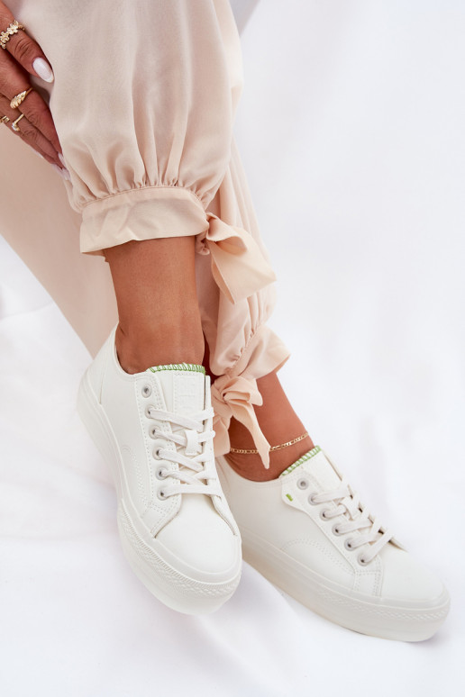 Women's Platform Sneakers Made Of Eco Leather Big Star RR274A295 White Women's Platform Sneakers Made Of Eco Leather Big Star RR274A295 White