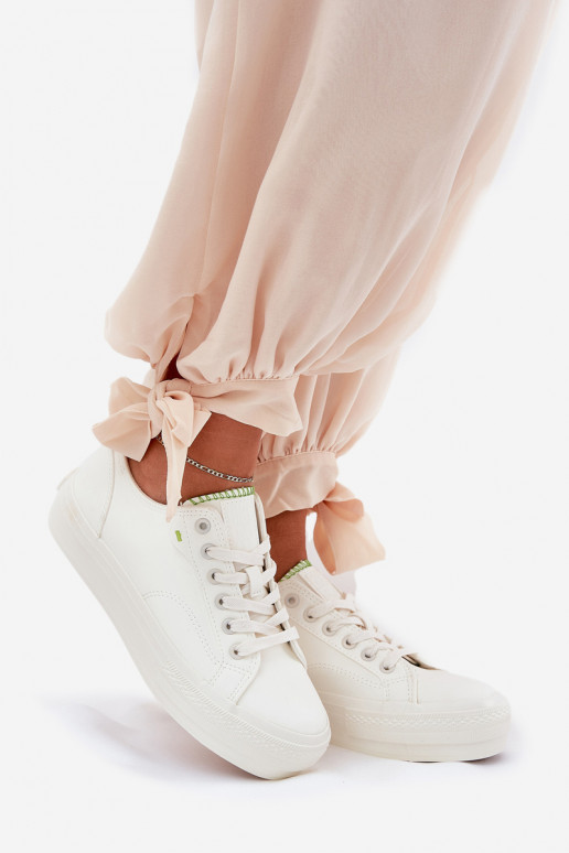Women's Platform Sneakers Made Of Eco Leather Big Star RR274A295 White Women's Platform Sneakers Made Of Eco Leather Big Star RR274A295 White