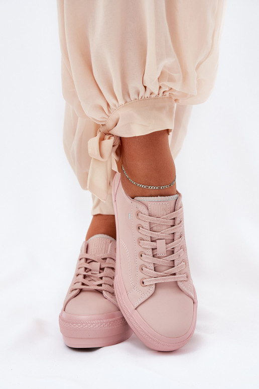 Trampki Damskie Na Platformie Z Eko Skóry Big Star RR274A294 Różowe