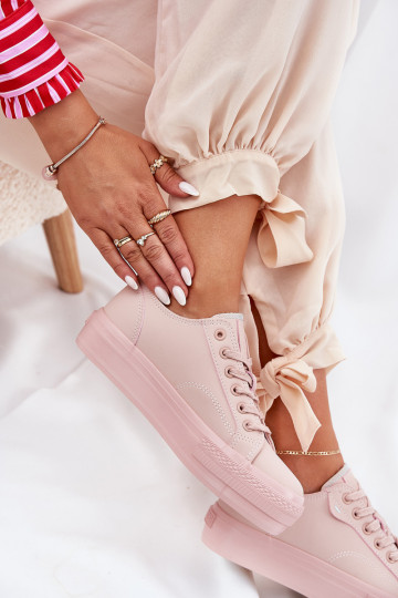 Women's Platform Sneakers Made Of Eco Leather Big Star RR274A294 Pink