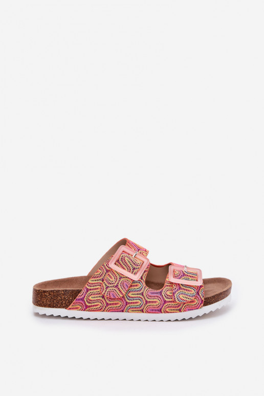 Ladies Slippers With Buckles And Glitter Orange S.Barski RB51-006 Ladies Slippers With Buckles And Glitter Orange S.Barski RB51-006