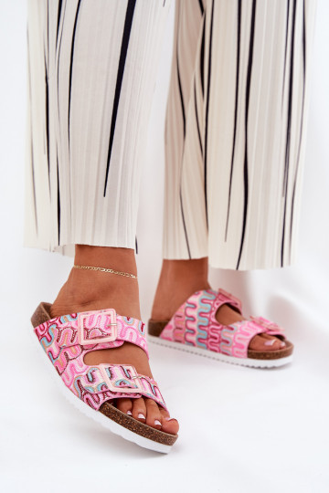 Women's Slippers With Buckles And Glitter Pink S.Barski RB51-006