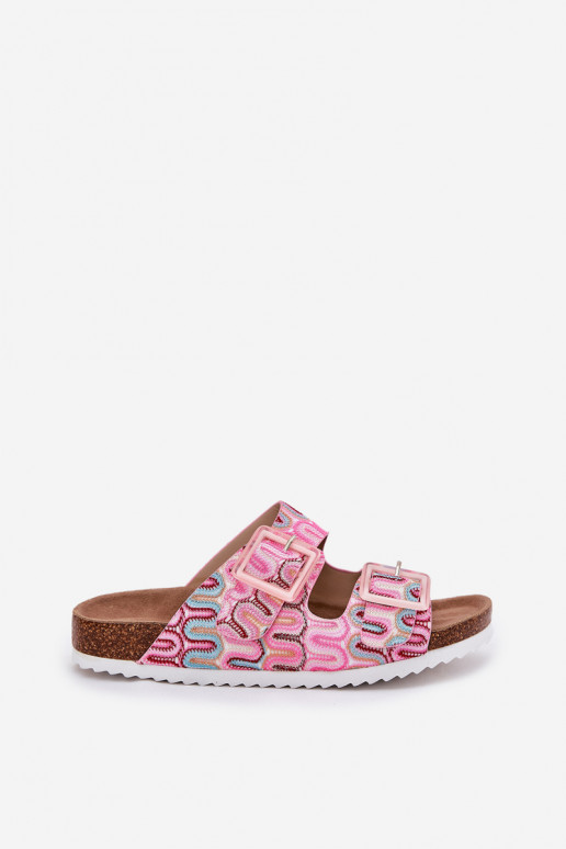 Women's Slippers With Buckles And Glitter Pink S.Barski RB51-006 Women's Slippers With Buckles And Glitter Pink S.Barski RB51-006