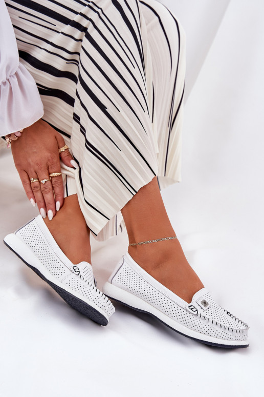 Ladies Leather Moccasins S.Barski LR51-673 White