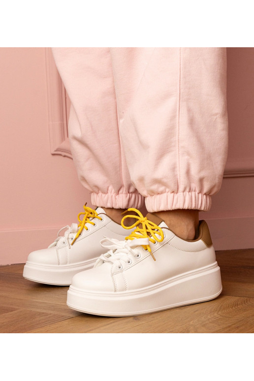 Biało-brązowe sneakersy sportowe na...