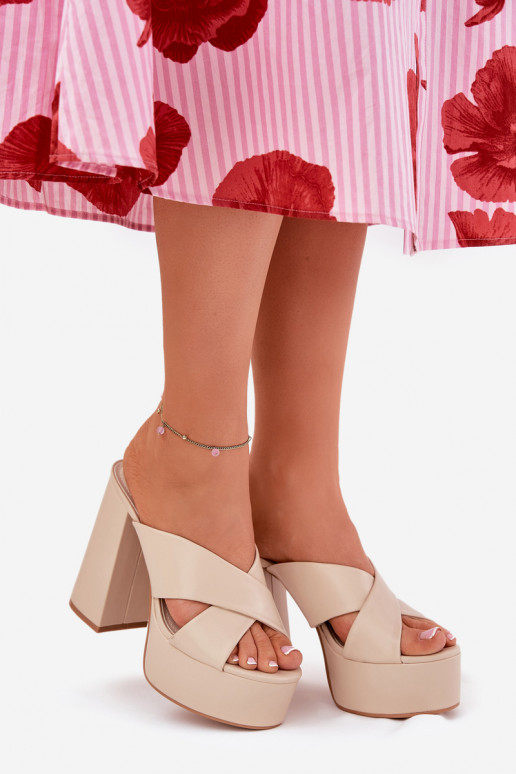 Women's Platform And Heeled Sandals Beige Lenobos