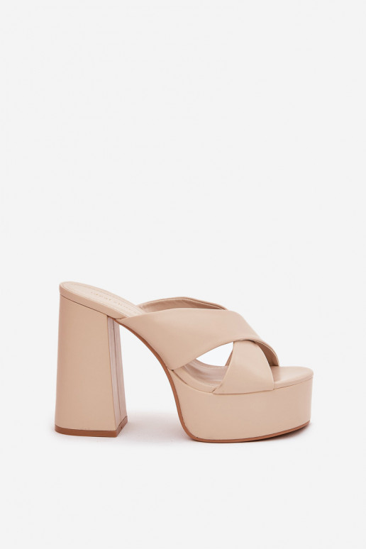 Women's Platform And Heeled Sandals Beige Lenobos