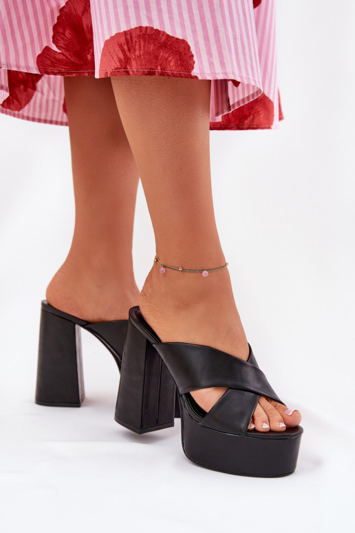 Women's Platform And Block Heels Sandals Black Lenobos
