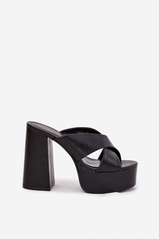 Women's Platform And Block Heels Sandals Black Lenobos
