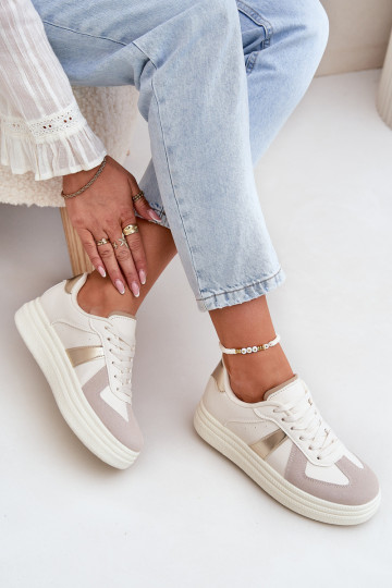 Eco Leather Women's Sneakers On Platform Beige Goriette