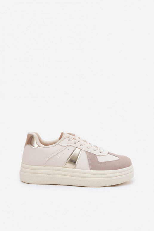 Eco Leather Women's Sneakers On Platform Beige Goriette