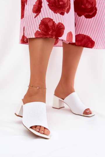 Women's Heeled Block Sandals White Wenilan 2