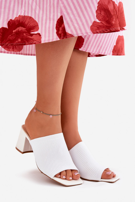 Women's Heeled Block Sandals White Wenilan