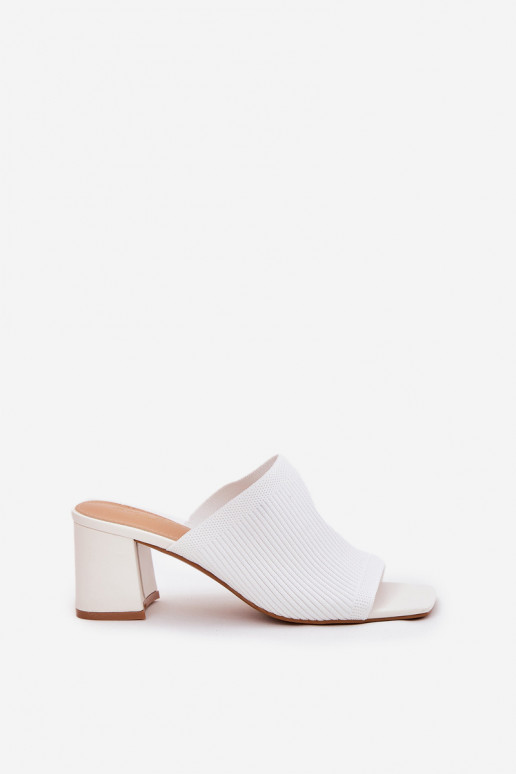 Women's Heeled Block Sandals White Wenilan