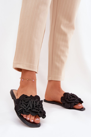 Flat Women's Slippers With Bow Black Tobin 2