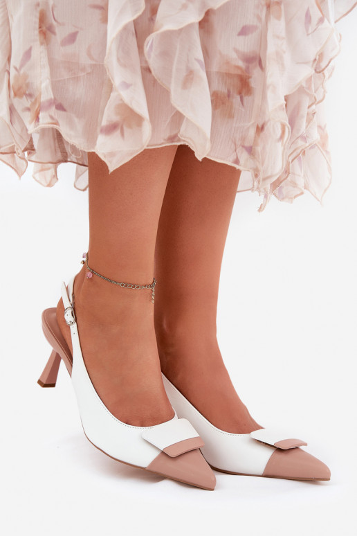 Elegant High Heels With Decoration Eco Leather White Ottoles