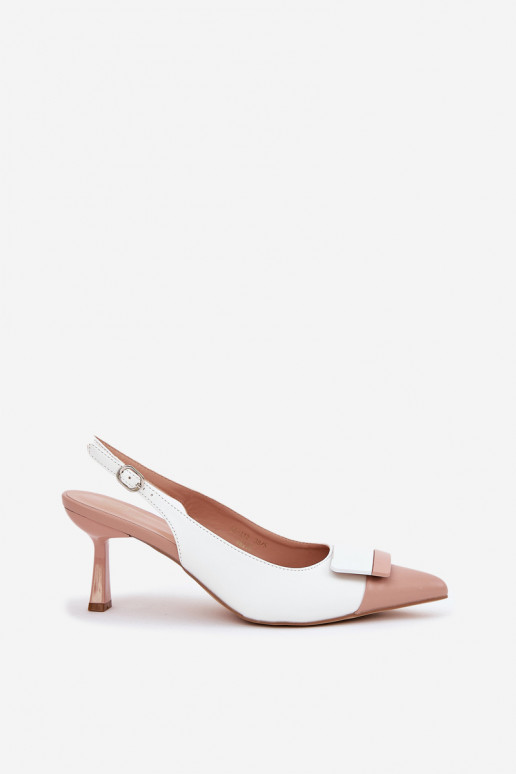 Elegant High Heels With Decoration Eco Leather White Ottoles