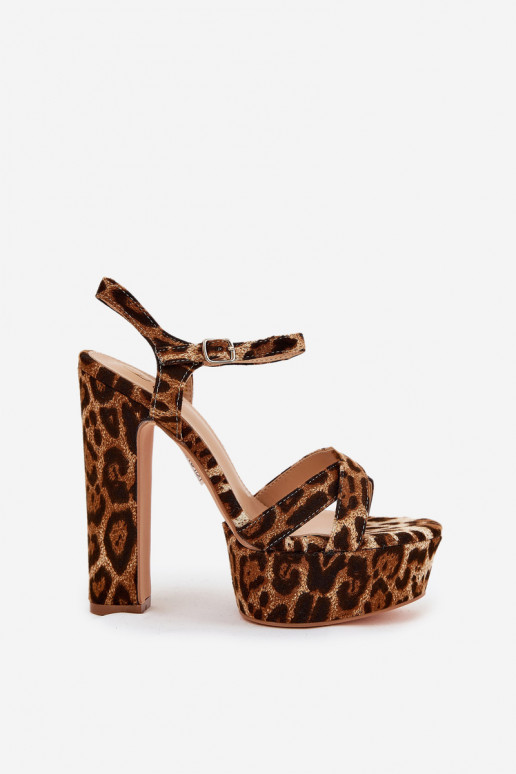 Womens Sandals On A Heel And Platform Eco Leather Beige Lomman