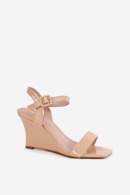 Lacquered Women's Wedge Sandals Nude Vliraya Lacquered Women's Wedge Sandals Nude Vliraya