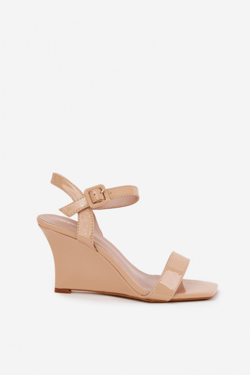 Lacquered Women's Wedge Sandals Nude Vliraya Lacquered Women's Wedge Sandals Nude Vliraya